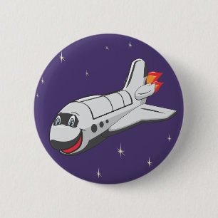 Cartoon Space Shuttle 6 Cm Round Badge