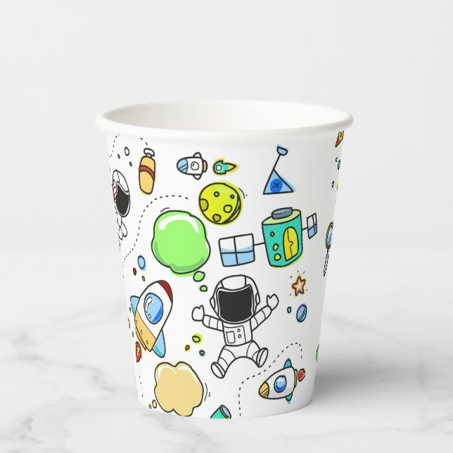Cartoon Space Theme Paper Cups (Front)