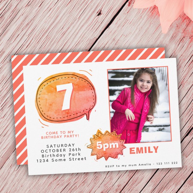 Cartoon Speech Bubble Photo Girl Birthday Invitation (Creator Uploaded)