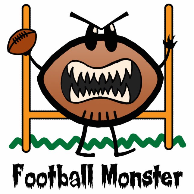 Cartoon Sports Clip Art Angry Mad Football Monster Standing Photo Sculpture (Front)