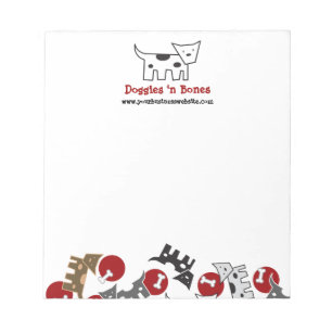 Cartoon Spotted Doggies & Bones Cute Fun Notepad