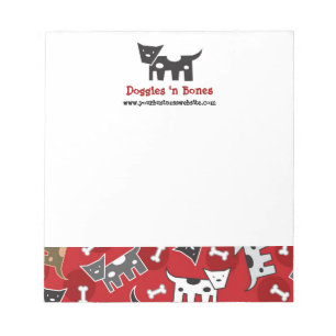 Cartoon Spotted Doggies & Bones Cute Fun Puppy Dog Notepad