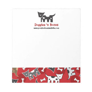 Cartoon Spotted Doggies & Bones Cute Fun Puppy Dog Notepad