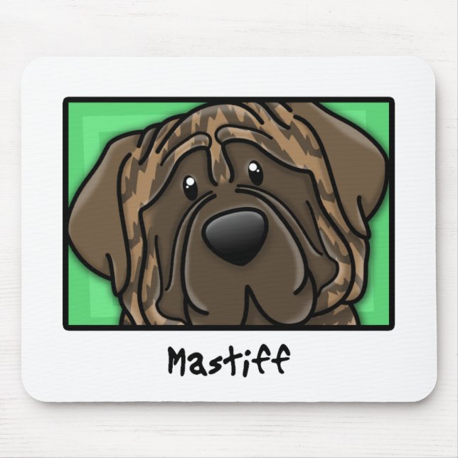 Cartoon Square Brindle Mastiff Mouse Mat (Front)