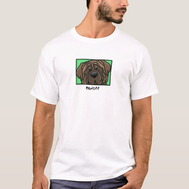 Cartoon Square Brindle Mastiff T-Shirt (Front)