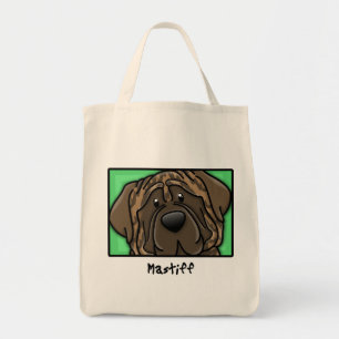 Cartoon Square Brindle Mastiff Tote Bag