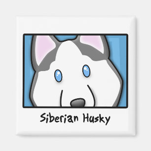 Cartoon Square Siberian Husky Magnet