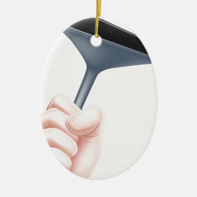 Cartoon Squeegee Hand Ceramic Tree Decoration (Front)