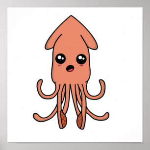 Cartoon Squid Poster