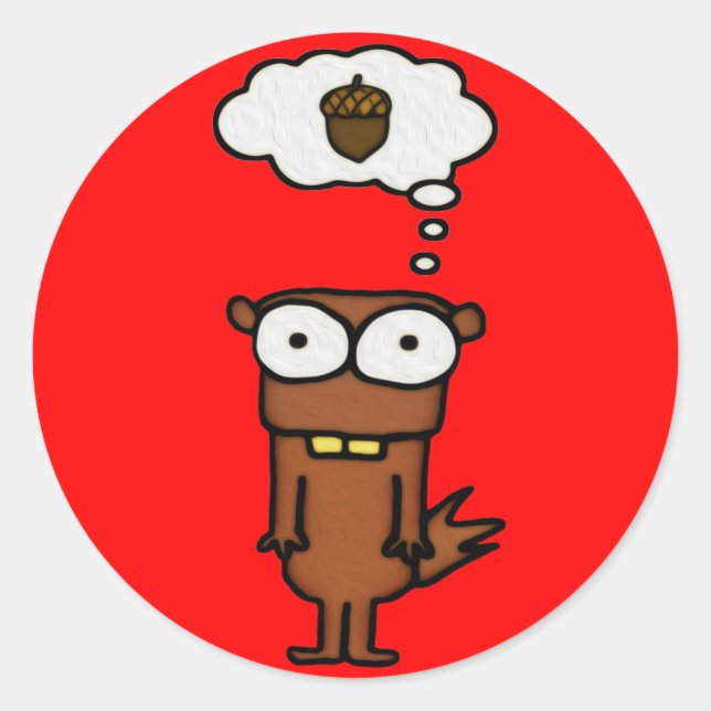 Cartoon Squirrel Classic Round Sticker (Front)