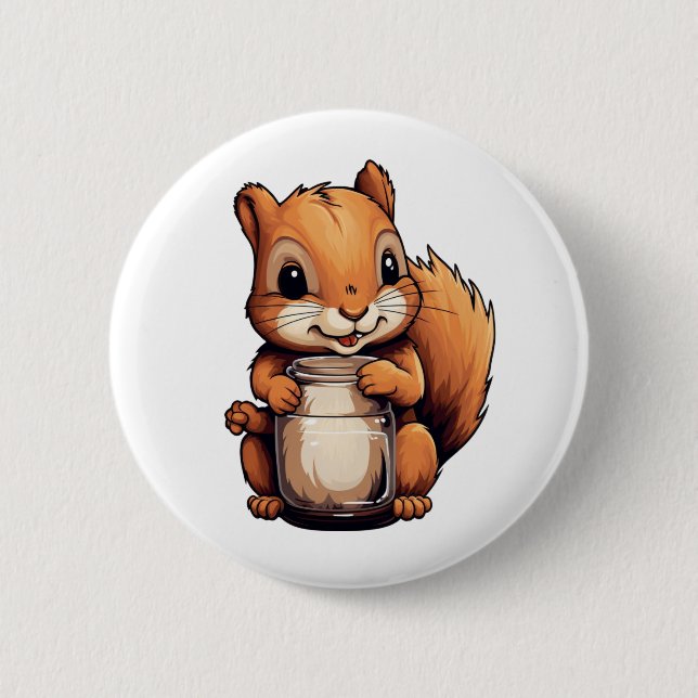 Cartoon squirrel illustration 6 cm round badge (Front)
