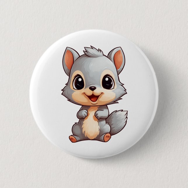 Cartoon squirrel illustration 6 cm round badge (Front)
