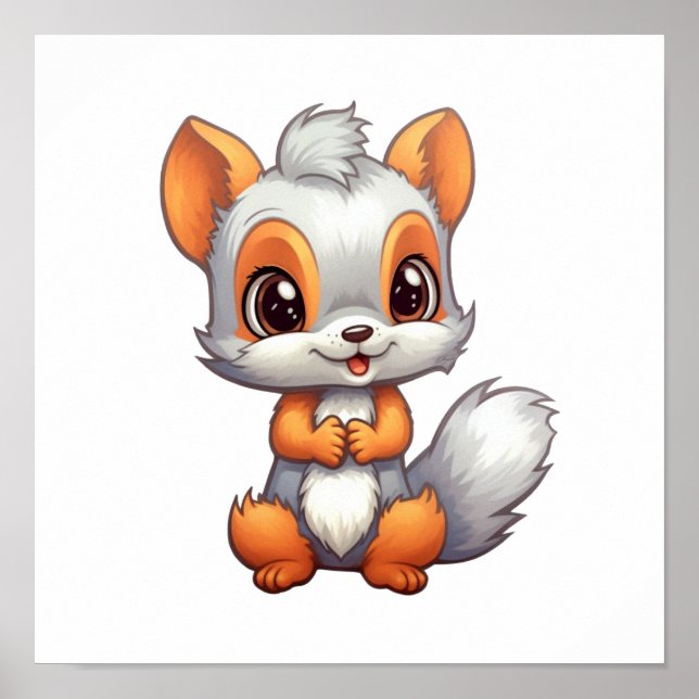 Cartoon squirrel illustration poster (Front)