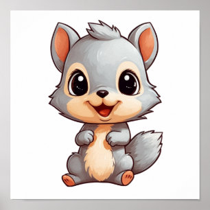 Cartoon squirrel illustration poster