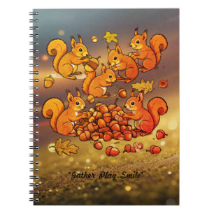 "Cartoon Squirrels with Acorns" Notebook