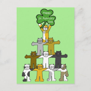 Cartoon St Patrick's Day Cats Postcard