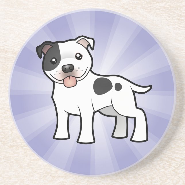 Cartoon Staffordshire Bull Terrier Coaster (Front)