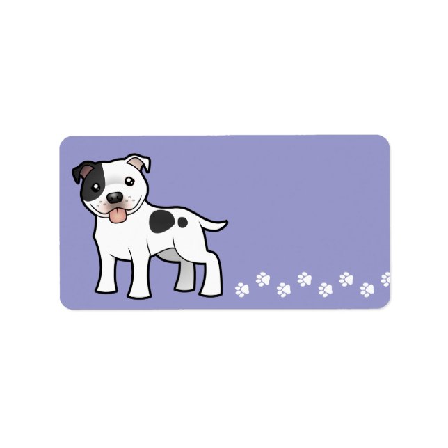 Cartoon Staffordshire Bull Terrier Label (Front)