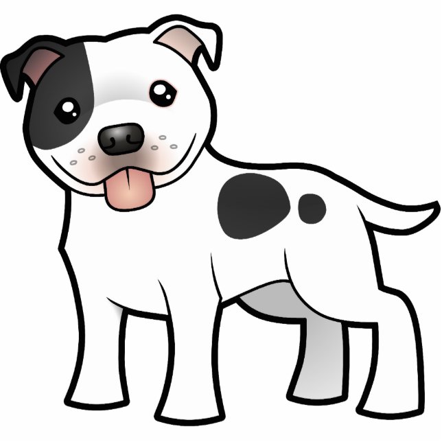 Cartoon Staffordshire Bull Terrier Photo Sculpture Magnet (Front)