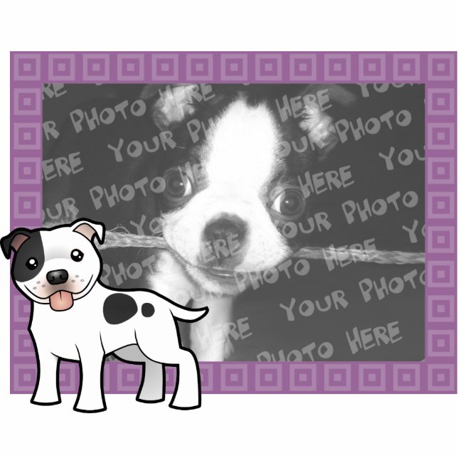Cartoon Staffordshire Bull Terrier Photo Sculpture Magnet (Front)