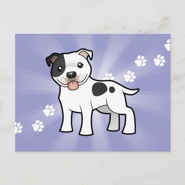 Cartoon Staffordshire Bull Terrier Postcard (Front)
