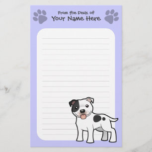 Cartoon Staffordshire Bull Terrier Stationery