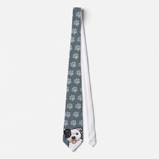 Cartoon Staffordshire Bull Terrier Tie (Front)