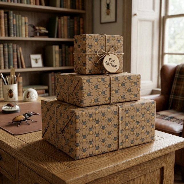 Cartoon Stag Beetle Wrapping Paper (Creator Uploaded)