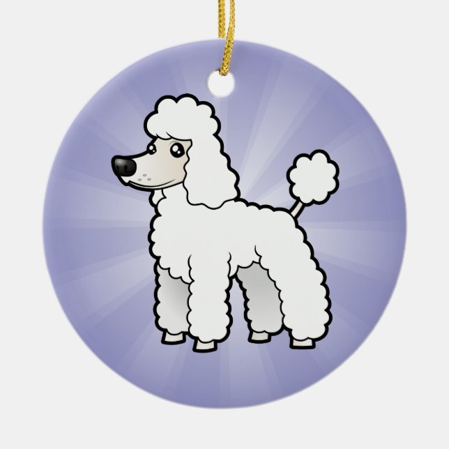 Cartoon Standard/Miniature/Toy Poodle Ceramic Tree Decoration (Front)