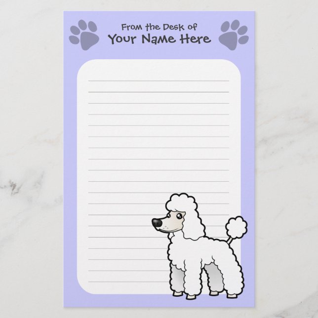 Cartoon Standard/Miniature/Toy Poodle (puppy cut) Stationery (Front)