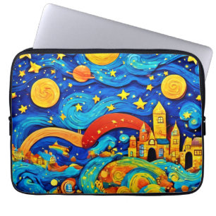 Cartoon Starry Night Art Laptop Sleeve