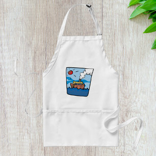 Cartoon Steamship on Ocean Waves Nautical Art  Standard Apron