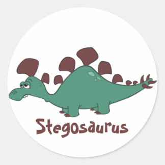 Cartoon Stegosaurus Classic Round Sticker