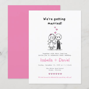 Cartoon Stick Figure couple wedding Invitation