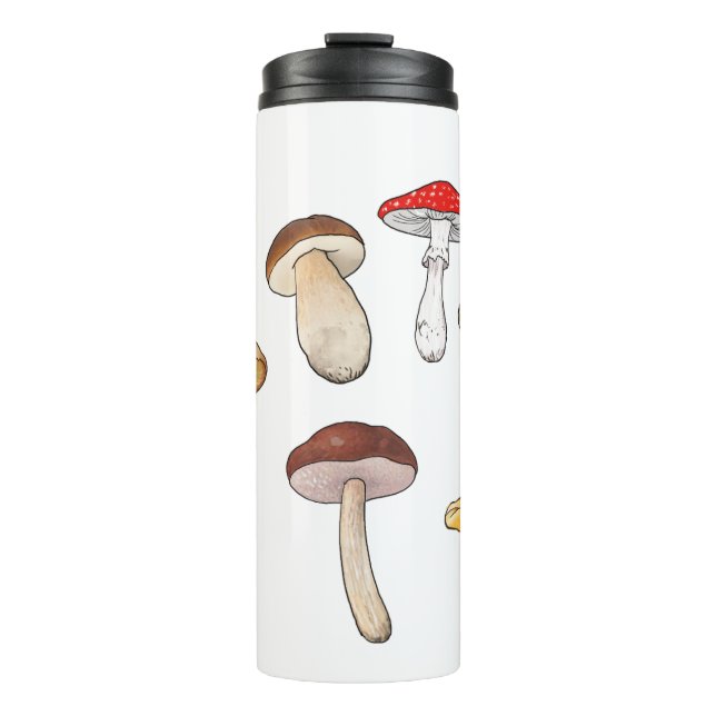Cartoon stickers mushrooms thermal tumbler (Front)