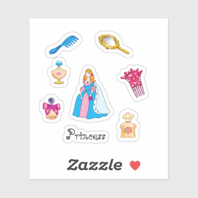 Cartoon stickers princess and accessoires (Sheet)