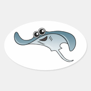 Cartoon Stingray Oval Sticker