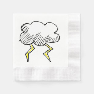Cartoon Storm Cloud Rainy Day Design Napkin