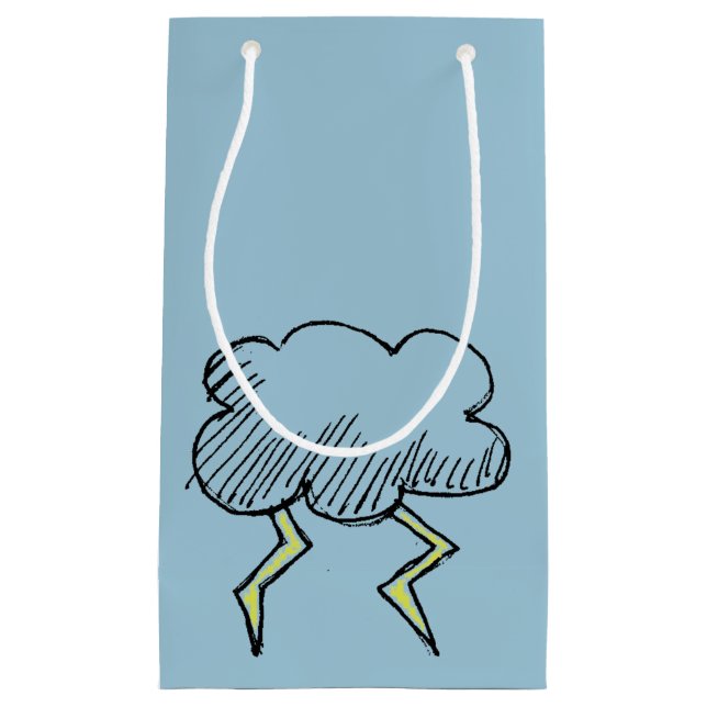 Cartoon Storm Cloud Rainy Day Design Small Gift Bag (Front)