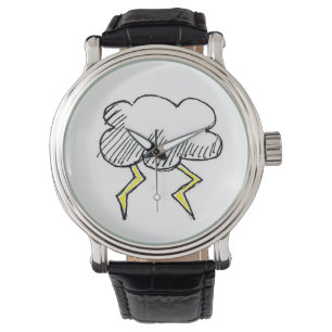 Cartoon Storm Cloud Rainy Day Design Watch