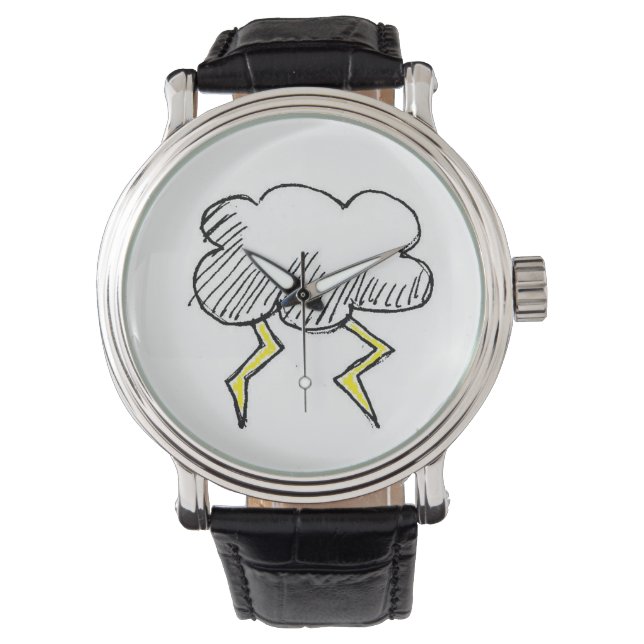Cartoon Storm Cloud Rainy Day Design Watch (Front)