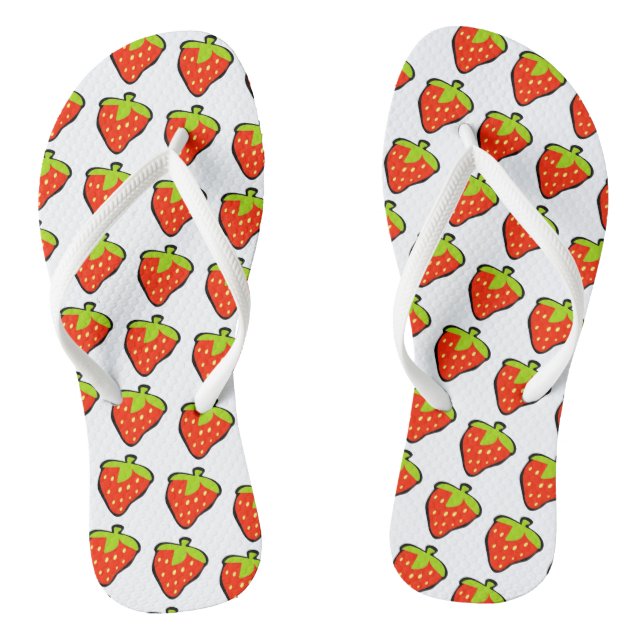 Cartoon Strawberries Pattern Flip Flops (Footbed)