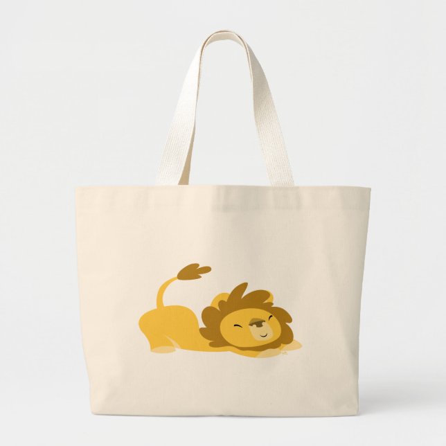 Cartoon Stretching Lion beach bag (Front)