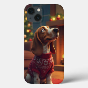 Cartoon-style christmas dog iPhone 13 case