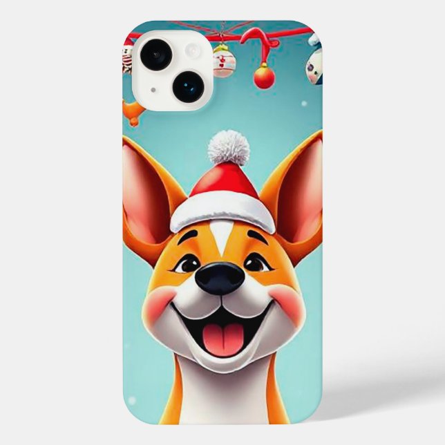 Cartoon style christmas dog iPhone case (Back)