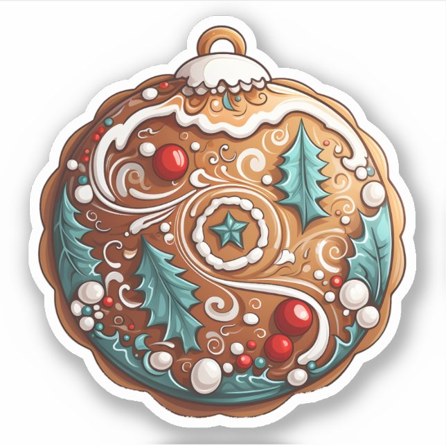 Cartoon Style Cool Round Christmas Desserts Cookie (Front)