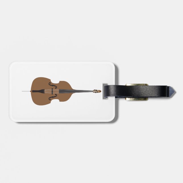 Cartoon Style Double Bass Luggage Tag (Back Horizontal)