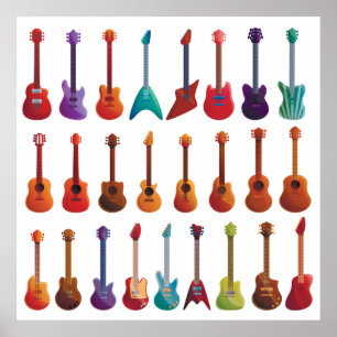 Cartoon style Guitar Poster