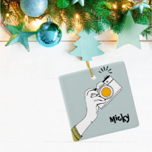 Cartoon style hand clicking a camera Ornament