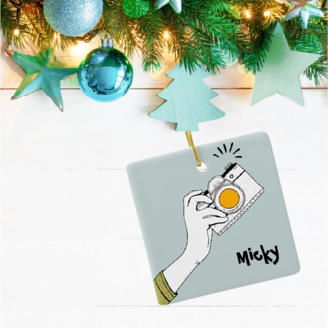 Cartoon style hand clicking a camera Ornament (Creator Uploaded)